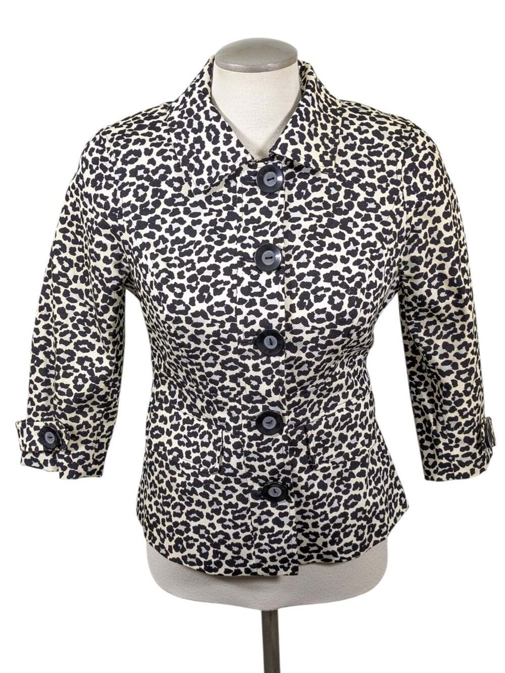 XX1 FOREVER 21 Womens Vintage Y2K Leopard Print Lined Coat Jacket Indie Mob Med